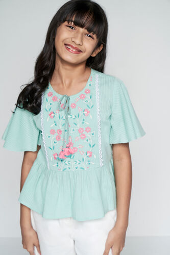 Aqua Peplum Top, Aqua, image 1